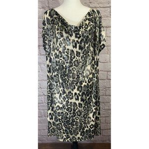 Dressbarn 18 Dress Liquid Knit Animal Print Sparkle Cold Shoulder Dolman 8907
